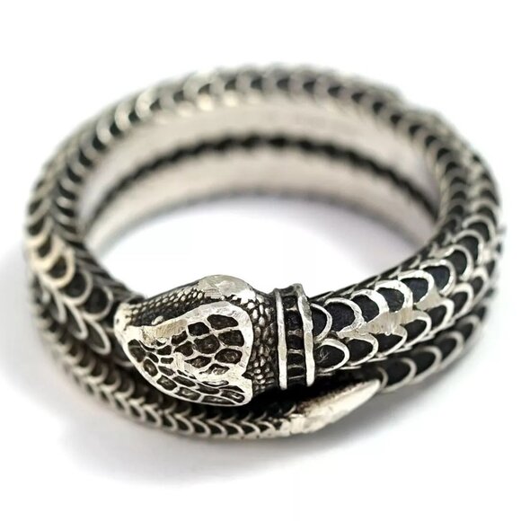 GUCCI Snake Band Ring size US8.5 EU22 Silver 925 Auth w/Bag s1143 - Picture 14 of 16